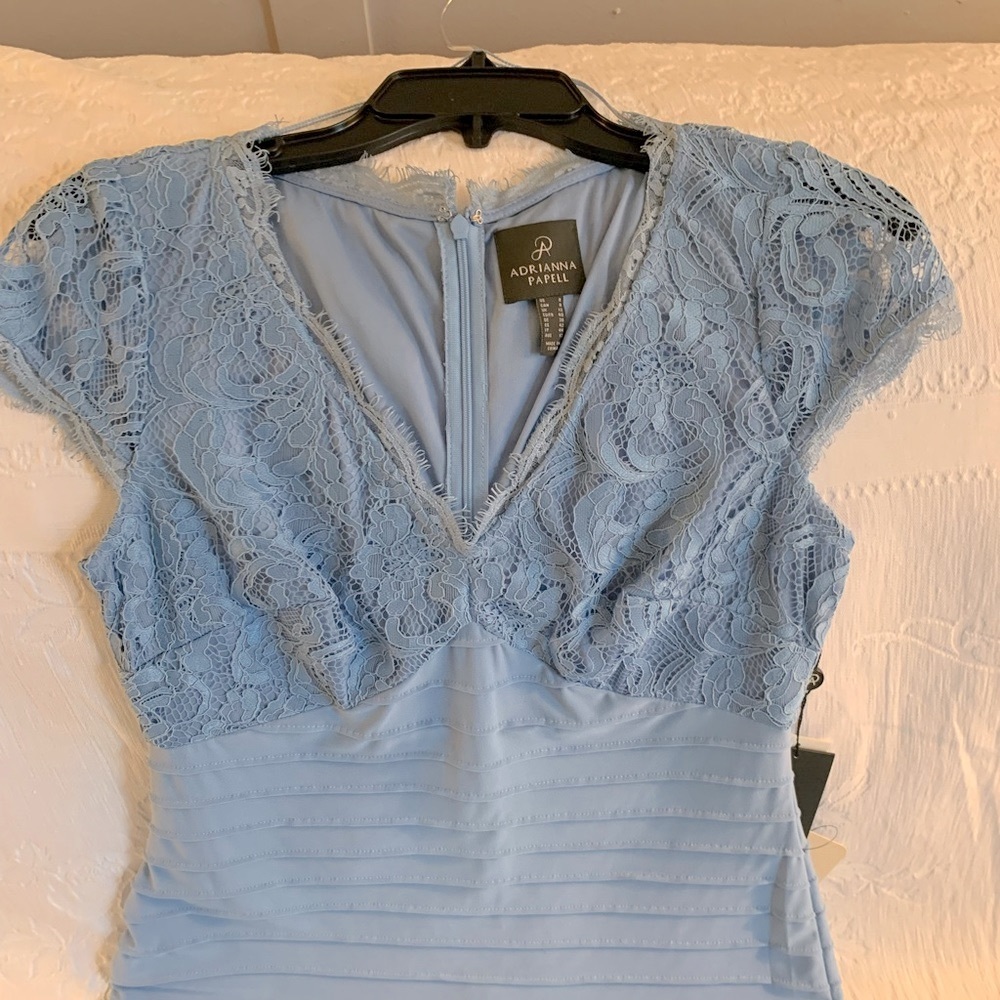 Adriana Papell Lace Banded Sheath Dress Sz 8